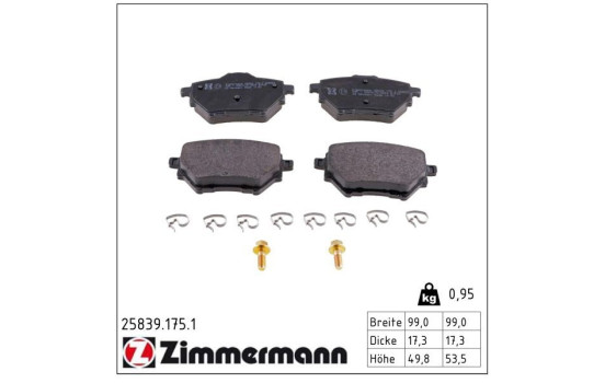 Bromsbeläggssats, skivbroms 25839.175.1 Zimmermann, bild 2