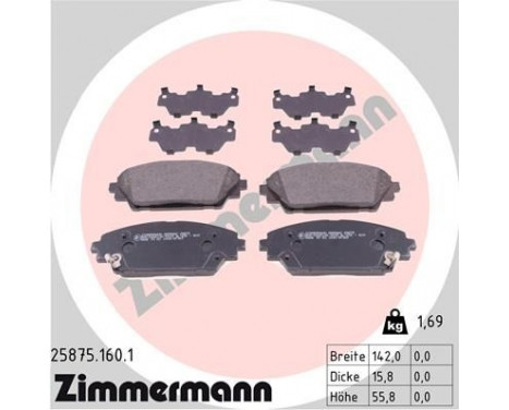 Bromsbeläggssats, skivbroms 25875.160.1 Zimmermann, bild 2