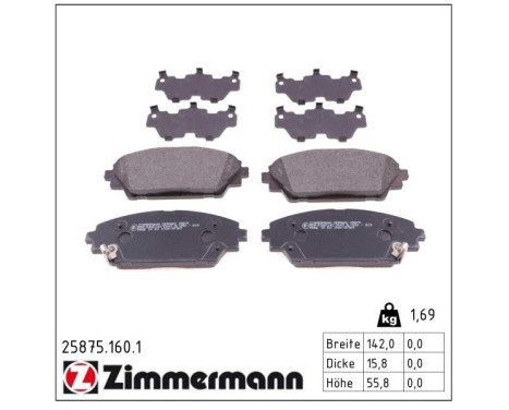 Bromsbeläggssats, skivbroms 25875.160.1 Zimmermann, bild 2