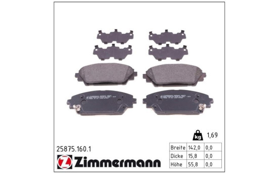 Bromsbeläggssats, skivbroms 25875.160.1 Zimmermann, bild 2