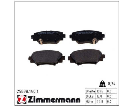 Bromsbeläggssats, skivbroms 25878.140.1 Zimmermann, bild 2