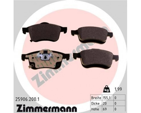Bromsbeläggssats, skivbroms 25906.200.1 Zimmermann