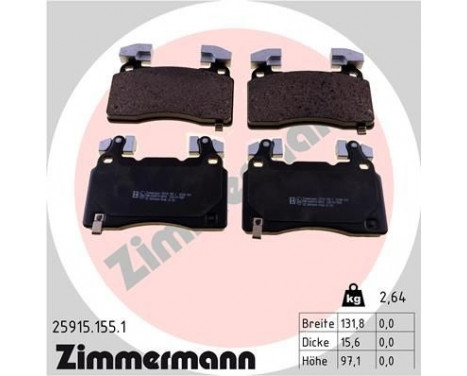 Bromsbeläggssats, skivbroms 25915.155.1 Zimmermann
