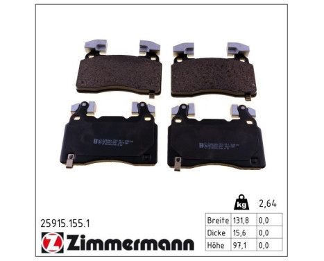 Bromsbeläggssats, skivbroms 25915.155.1 Zimmermann