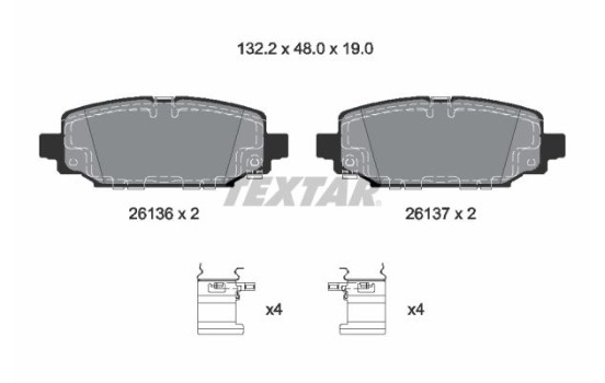 Bromsbeläggssats, skivbroms 2613601 Textar