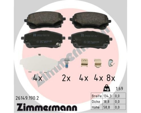 Bromsbeläggssats, skivbroms 26149.190.2 Zimmermann