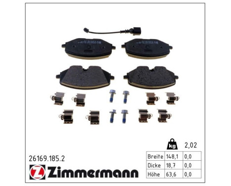 Bromsbeläggssats, skivbroms 26169.185.2 Zimmermann