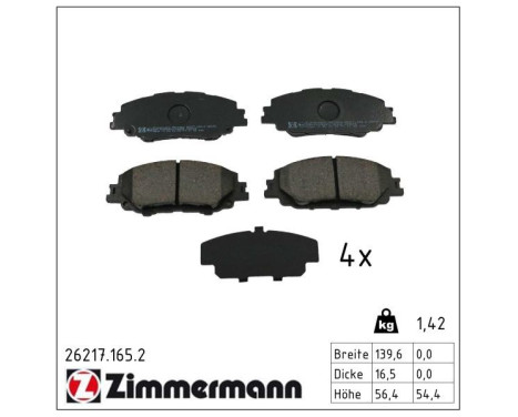 Bromsbeläggssats, skivbroms 26217.165.2 Zimmermann