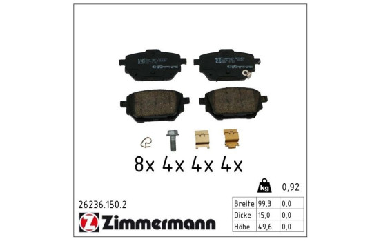 Bromsbeläggssats, skivbroms 26236.150.2 Zimmermann