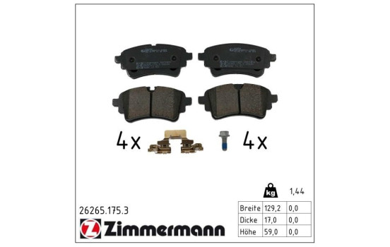 Bromsbeläggssats, skivbroms 26265.175.3 Zimmermann