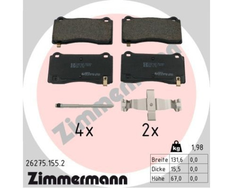 Bromsbeläggssats, skivbroms 26275.155.2 Zimmermann