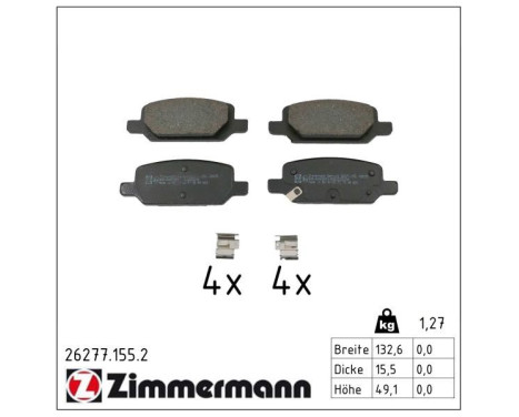 Bromsbeläggssats, skivbroms 26277.155.2 Zimmermann