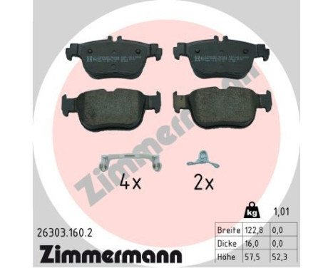 Bromsbeläggssats, skivbroms 26303.160.2 Zimmermann
