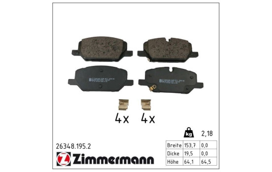 Bromsbeläggssats, skivbroms 26348.195.2 Zimmermann