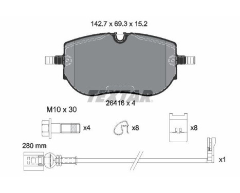 Bromsbeläggssats, skivbroms 2641601 Textar
