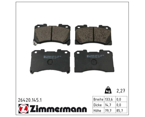 Bromsbeläggssats, skivbroms 26420.145.1 Zimmermann