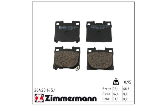 Bromsbeläggssats, skivbroms 26423.145.1 Zimmermann