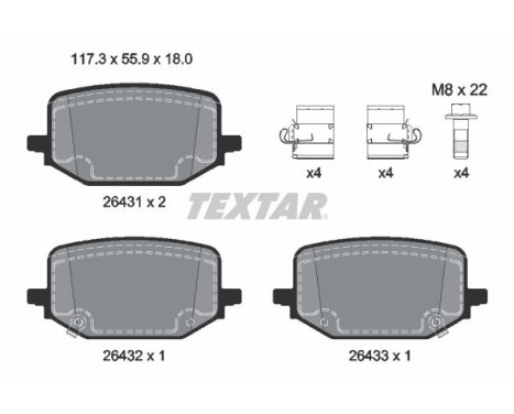 Bromsbeläggssats, skivbroms 2643102 Textar