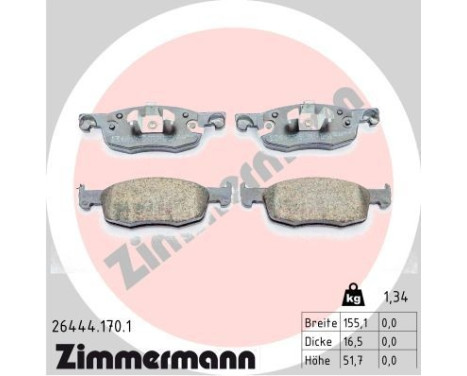 Bromsbeläggssats, skivbroms 26444.170.1 Zimmermann