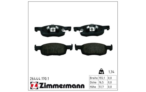 Bromsbeläggssats, skivbroms 26444.170.1 Zimmermann