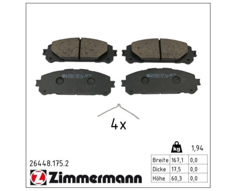 Bromsbeläggssats, skivbroms 26448.175.2 Zimmermann