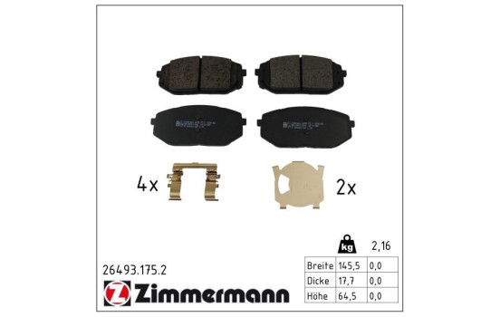 Bromsbeläggssats, skivbroms 26493.175.2 Zimmermann
