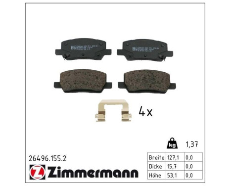 Bromsbeläggssats, skivbroms 26496.155.2 Zimmermann