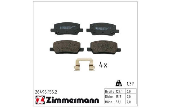 Bromsbeläggssats, skivbroms 26496.155.2 Zimmermann