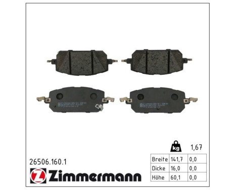 Bromsbeläggssats, skivbroms 26506.160.1 Zimmermann