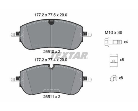Bromsbeläggssats, skivbroms 2651001 Textar