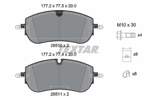 Bromsbeläggssats, skivbroms 2651001 Textar