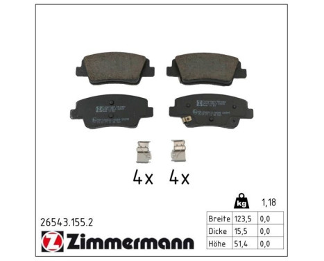 Bromsbeläggssats, skivbroms 26543.155.2 Zimmermann