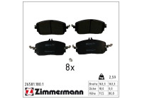 Bromsbeläggssats, skivbroms 26581.180.1 Zimmermann