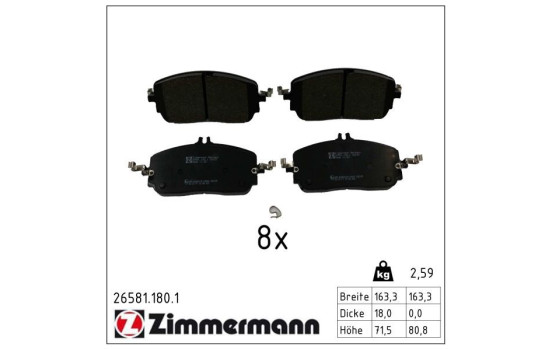 Bromsbeläggssats, skivbroms 26581.180.1 Zimmermann