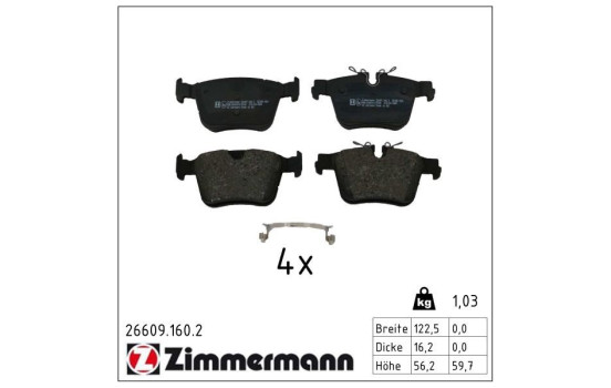 Bromsbeläggssats, skivbroms 26609.160.2 Zimmermann