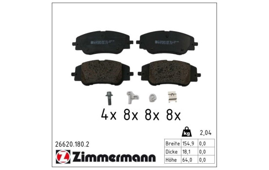 Bromsbeläggssats, skivbroms 26620.180.2 Zimmermann
