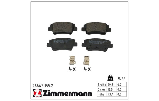 Bromsbeläggssats, skivbroms 26642.155.2 Zimmermann