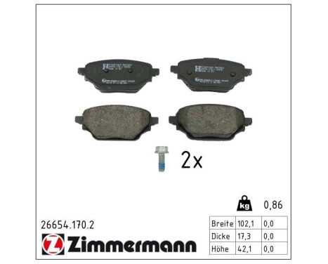 Bromsbeläggssats, skivbroms 26654.170.2 Zimmermann
