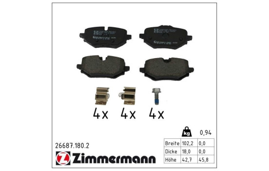 Bromsbeläggssats, skivbroms 26687.180.2 Zimmermann