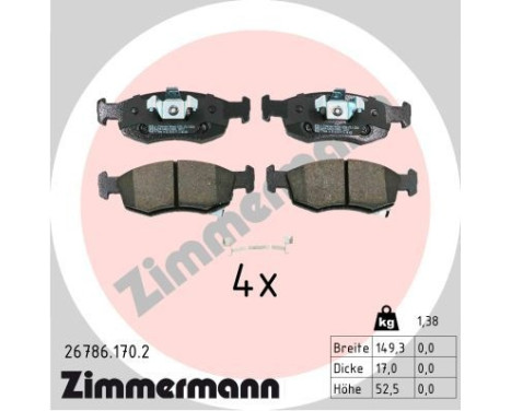 Bromsbeläggssats, skivbroms 26786.170.2 Zimmermann