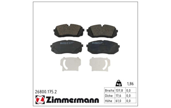 Bromsbeläggssats, skivbroms 26800.175.2 Zimmermann