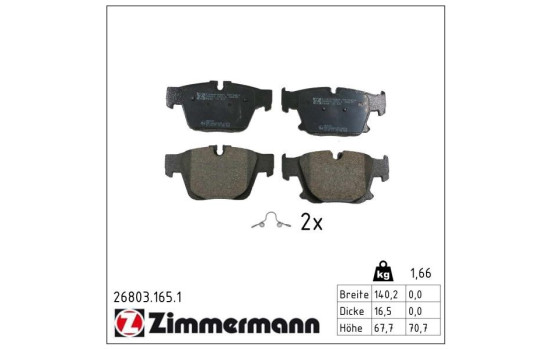 Bromsbeläggssats, skivbroms 26803.165.1 Zimmermann