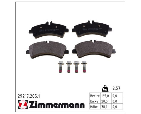 Bromsbeläggssats, skivbroms 29217.205.1 Zimmermann, bild 2