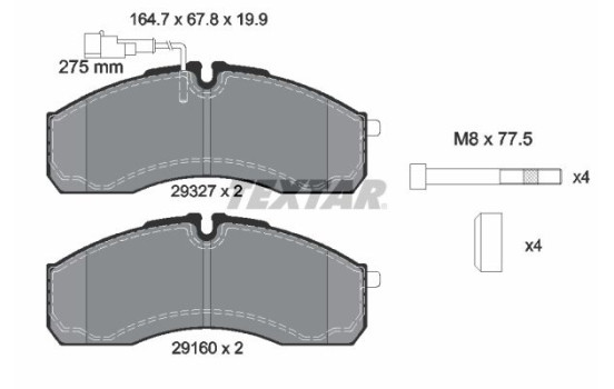 Bromsbeläggssats, skivbroms 2932701 Textar