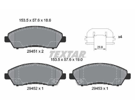 Bromsbeläggssats, skivbroms 2945101 Textar