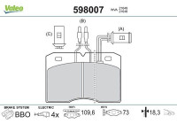 Bromsbeläggssats, skivbroms 598007 Valeo