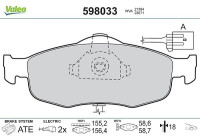Bromsbeläggssats, skivbroms 598033 Valeo