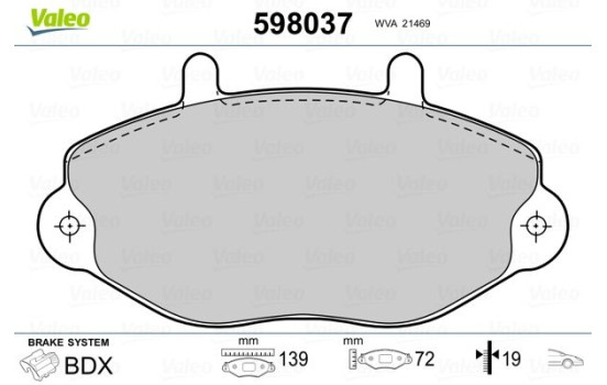 Bromsbeläggssats, skivbroms 598037 Valeo, bild 2