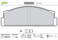 Bromsbeläggssats, skivbroms 598090 Valeo