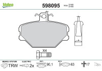 Bromsbeläggssats, skivbroms 598095 Valeo